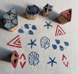 Juego de Sellos de Impresión de Bloques de Madera para Tela, Arcilla y Manualidades |   Concha, Estrella de Mar, Tela, Papel, Estampado - Product Image 2