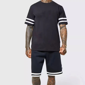 Ensemble short unisexe décontracté coupe ajustée personnalisé Ensemble short 2 pièces en tricot à imprimé floral et épaules tombantes pour l'été - Product Image 4