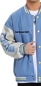 Veste universitaire d'hiver pour homme, personnalisée et élégante, style urbain, avec boutons-pression, devant brodé, col montant, ourlet côtelé en toile, fabrication OEM, vente en gros - Product Image 3