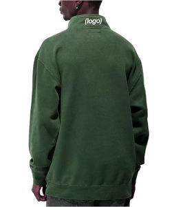 Unisex Vintage Pullover 14 <b>Zip</b> Cotton <b>Sweatshirt</b> Long Sleeve Mock Neck with Quarter <b>Zip</b> Hood Customizable <b>Half</b> <b>Zip</b> Blank for <b>Men</b> - Product Image 2
