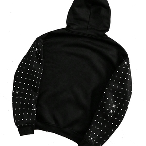 Sudadera con Capucha Oversize para Hombre, con Pedrería Brillante, Lavado Ácido, Estilo Vintage Streetwear, 100% Algodón Ecológico - Product Image 4