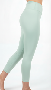 Women High Waist Pistachio <b>Cream</b> Gym <b>Leggings</b> Custom OEM Compression Yoga Pants Fitness Activewear - Product Image 3