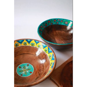 Bol en bois Produits à forte demande Bol fabriqué à la main avec autocollant en émail Bols de cuisine en acacia en bois respectueux de l'environnement Vaisselle - Product Image 5