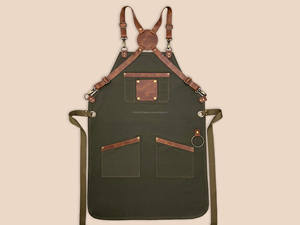 Premium <b>Leather</b> Waxed Canvas Waist Work <b>Apron</b> Durable Stylish Dual Pocket Design Adjustable Strap Unisex Chefs Artists Craftsmen - Product Image 3