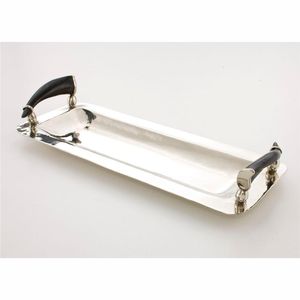 Plateau ovale en acier inoxydable sur mesure avec accents en corne, plateau de service professionnel pour la restauration, style vintage, plateau décoratif - Product Image 3