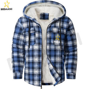 Chemise de travail à carreaux avec capuche, veste en flanelle avec capuche en polaire Sherpa - Product Image 1