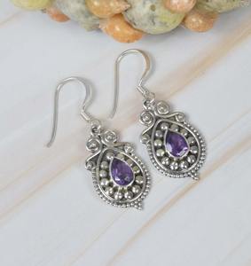 Boucles d'oreilles pour femmes Boucles d'oreilles pendantes Améthyste Gemstone Haute qualité 925 Solid Sterling Silver Girls Boucles d'oreilles Bijoux en argent - Product Image 3