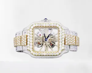 VVS Moissanite Diamond Watch Men Hip Hop Full Diamond Watches Stainless Steel Automatic Luxury Design Antique Timepiece Jewelry