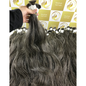 Extensions de Cheveux Humains Vierges Remy Naturelles, Grises, Européenne, 40 à 100cm, en Vrac, Vietnamiens, Fermeture, 100% - Product Image 2