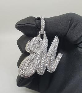 จี้ตัวอักษรสองตัวแบบกำหนดเอง ทอง 10K เงิน 925 ประดับเพชรโมอิสซาไนต์ VVS เต็มตัว เครื่องประดับฮิปฮอป - Product Image 2