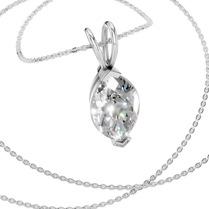 Pendentif en diamant marquise en moissanite plaqué or 14 carats en or massif Collier pour femme Bijoux de fiançailles et de mariage - Product Image 3