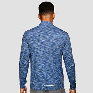 Compagnon de la piste bleu nuit: Chemise à manches longues à fermeture éclair 1/4 avec logo réfléchissant pour homme-Léger, respirant 88% polyester - Product Image 2