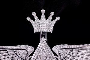 Pendentif personnalisé en forme de couronne, en argent sterling 925 plaqué rhodium, avec diamant Moissanite VVS, pendentif unisexe - Product Image 3