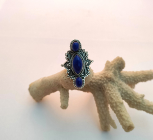 Trendy <b>925</b> <b>Silver</b> Lapis Cabochon Engagement <b>Rings</b> for Women Handmade <b>925</b> <b>Silver</b> Flower Pattern Statement <b>Rings</b> Marquise Wedding - Product Image 1