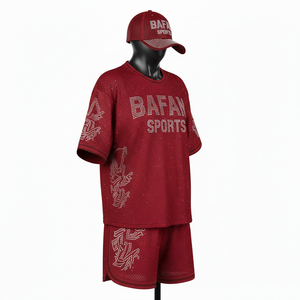 Conjunto Deportivo Corto de Malla para Mujer, Tejido Suave de Poliéster Transpirable, Color Granate, Ropa de Entrenamiento, Logotipo Personalizado con Pedrería, Conjuntos Femeninos 100% Algodón - Product Image 4