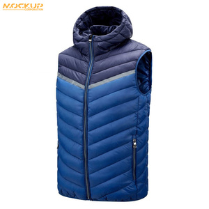 Men Sleeveless <b>Gilet</b> Wholesale Breathable Polyester <b>Lightweight</b> Puffer Vest Solid Pattern Winter Outerwear - Product Image 3