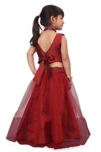 Shoryam Fashion - Lehenga Choli Étnico Color Granate para Niñas, Blusa Bordada de Alta Demanda, Largo hasta el Suelo |   Fiesta de Boda Festiva para Niñas - Product Image 3