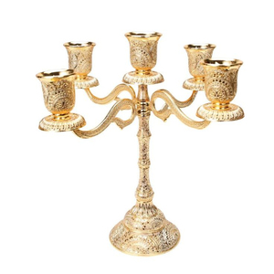 Candélabre à 5 lumières avec revêtement de couleur noire pour centre de table mariages candélabres sur pied candélabres à bas prix - Product Image 2