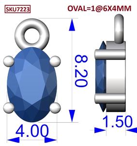 Colgante de forma ovalada Aguamarina de 8 MM, Plata de ley con chapado en rodio y oro para la fabricación de joyas - Product Image 5