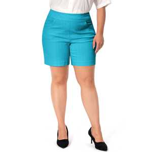 Shorts de travail décontractés pour femmes grandes tailles Jenna Rose avec ourlet tulipe et poches – Confortables et prêts pour le bureau au printemps, en été et en automne - Product Image 2