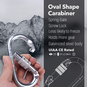 Mousqueton ovale en acier de résistance industrielle UIAA classé CE 25kN/5620LB à verrouillage hélicoïdal robuste pour cordes de gréement - Product Image 3