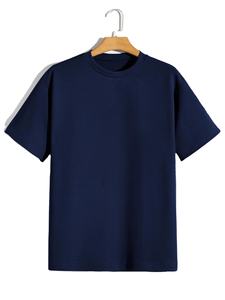 เสื้อยืดผู้ชายทรงหลวมเปิดไหล่สีพื้นเสื้อยืดออกแบบได้ตามต้องการ - Product Image 5