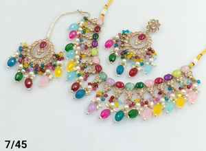 สร้อยคอโชคเกอร์แฟนซีพร้อมชุดต่างหู mangtikka และชุดเครื่องประดับสำหรับผู้หญิงล่าสุดลายมุกโบราณ - Product Image 3