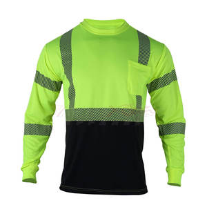 Polo de manga larga de seguridad con certificado ANSI y tiras reflectantes para uso nocturno, Polo de manga larga de seguridad con logotipo personalizado - Product Image 2