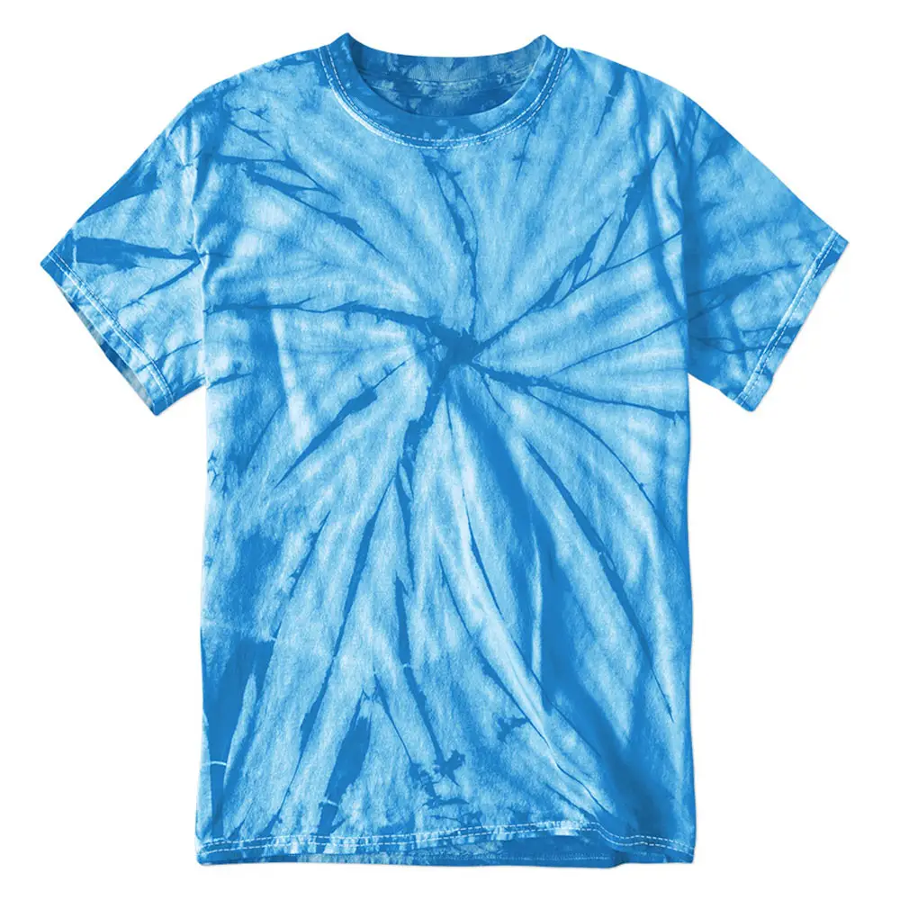 Lichtblauw Tie-Dye T-shirt Size Unisex 100% Katoen Machine Wassen Oem Service Sportkleding 100% Katoen Aangepaste Logo