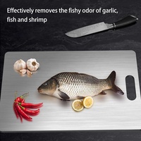 Vente chaude accessoires de cuisine grands blocs à découper planche à découper en acier inoxydable Double face avec poignée facile à saisir