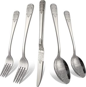 Ensemble de couverts en métal en acier inoxydable artisanal exquis fait pour les repas décoratifs et les occasions formelles - Product Image 2