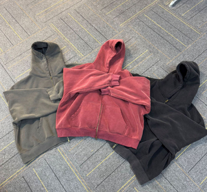 เสื้อมีฮู้ดแบบสวมศีรษะแนวสตรีทของผู้ชายเสื้อมีฮู้ดแบบซิปเปิดไหล่หนามีฮู้ดปกเสื้อแบบทึบ - Product Image 3