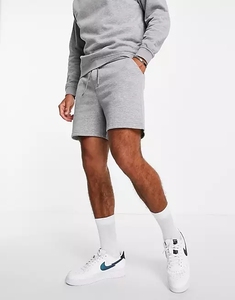 กางเกงขาสั้นผู้ชายเอวกลางเอวยางยืดสีเทาแบบกำหนดเองกางเกงกีฬาผ้าฝ้ายรุ่นเฮฟวีเวตสำหรับใส่เล่นกีฬาฤดูหนาว - Product Image 3