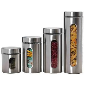 Stainless Steel Kitchen Canister New Glass <b>Bamboo</b> Storage Container Dry Fruits Coffee Home Hotel Restaurant Kitchen Decoration - Product Image 1
