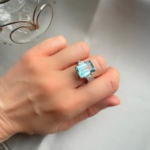 Plata de Ley 925 hecha a mano estilo bohemio Topacio Azul anillo de piedras preciosas joyería 925 sello mejor diseñador regalo de boda anillo de la mejor calidad - Product Image 4