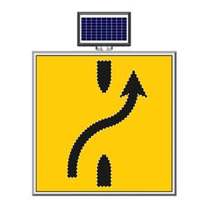 Señal de Tráfico LED con Energía Solar de 100 x 100 cm, Indicador de Cambio de Carril de Izquierda a Derecha, Señal de Advertencia/Seguridad/Parada - Product Image 1