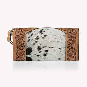 Cartera de mano de piel de vaca hecha a mano occidental con diseño de mariposa y relieve floral para mujer - Product Image 5