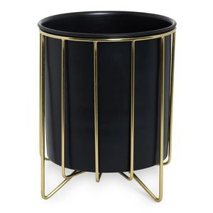 Maceta moderna de metal dorado con soporte de madera elegante soporte para maceta de Interior para decoración de sala de estar de oficina en casa - Product Image 4