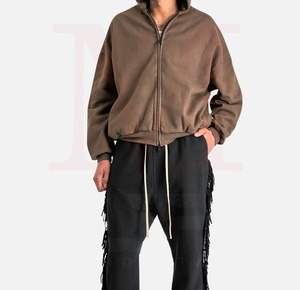 Sudadera con capucha de algodón 100% para hombre, estilo urbano, para invierno, con cremallera, color liso, personalizable con logotipo, venta al por mayor - Product Image 4