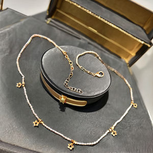 สร้อยคอลูกปัดไข่มุกดอกไม้ชุบทองสินค้าพรีเมี่ยมแฮนด์เมดสำหรับเด็กผู้หญิงและ SKU6812แฮนด์เมด - Product Image 1