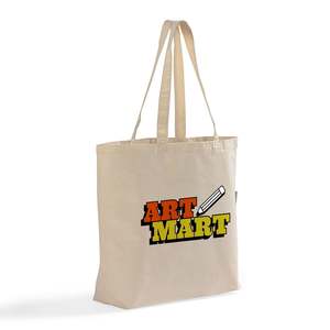 Sacs fourre-tout durables en coton biologique de taille moyenne avec poignées, logo personnalisé (impression DTF/sérigraphie), réutilisables pour la plage et le shopping - Product Image 2