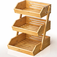Étagère de rangement autoportante à 3 niveaux en bambou pour comptoir de cuisine, organisateur d'épices, pour salle de bain, garde-manger, fruits, légumes, en vrac, OEM personnalisé