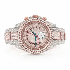 Reloj Moissanite automático de lujo personalizado VVS Iced Out Two Tone Rose Gold Men Classic Date Reloj de acero inoxidable - Product Image 1