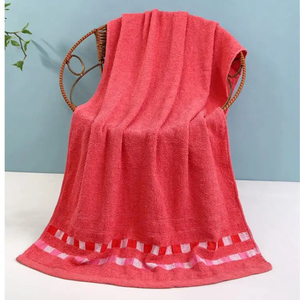 Serviette de bain 100% coton biologique 500GSM Épaisse Motif jacquard à carreaux Douce Absorbante Durable Anti-enfants Tous âges - Product Image 2