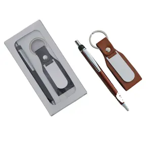 Trading Customized Logo Brand Wholesale Gifts for Business Men Keychain Pen Combo Gift Set offer for Office Employee