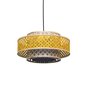 Pantalla de bambú amarilla al por mayor, pantallas de lámpara tejidas a mano, luz colgante de bambú decorativa para comedor, sala de estar, dormitorio, decoración - Product Image 1