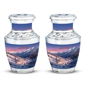 Winter Wonderland Scenic Urn <b>for</b> <b>Ashes</b> Personalized Aluminum Modern <b>Keepsake</b> Adult Burial Customized 1-200 Cubic Inches Urn - Product Image 6