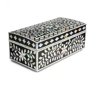 Caja de Joyería de Nácar Real, Decoración para el Hogar, Caja de Joyería Hecha a Mano con Incrustaciones de Hueso Natural y Caja para Pañuelos - Product Image 5