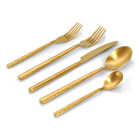 Ensemble de couverts de mariage vintage en acier inoxydable durable, finition dorée, style baroque royal, 24 pièces, polissage miroir de luxe