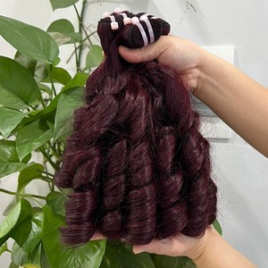 Funmi Egg boucles rebondissantes bordeaux foncé Super Double cuticule alignée extensions de cheveux humains bruts à donneur unique Style Fumi - Product Image 4